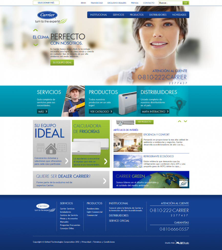 Carrier Argentina, diseño y desarrollo web por QKStudio