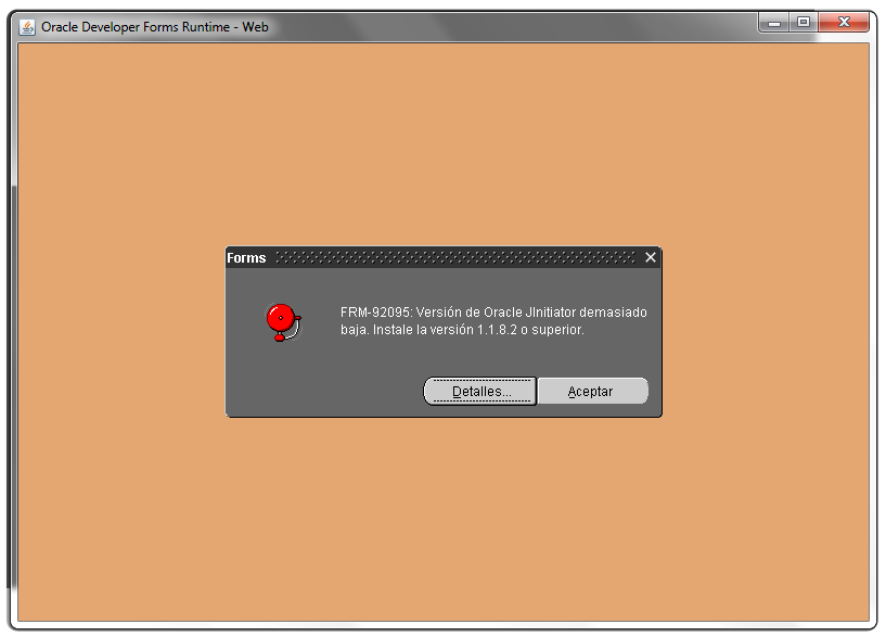Error FRM-92095 Oracle JInitiator en SIAPE